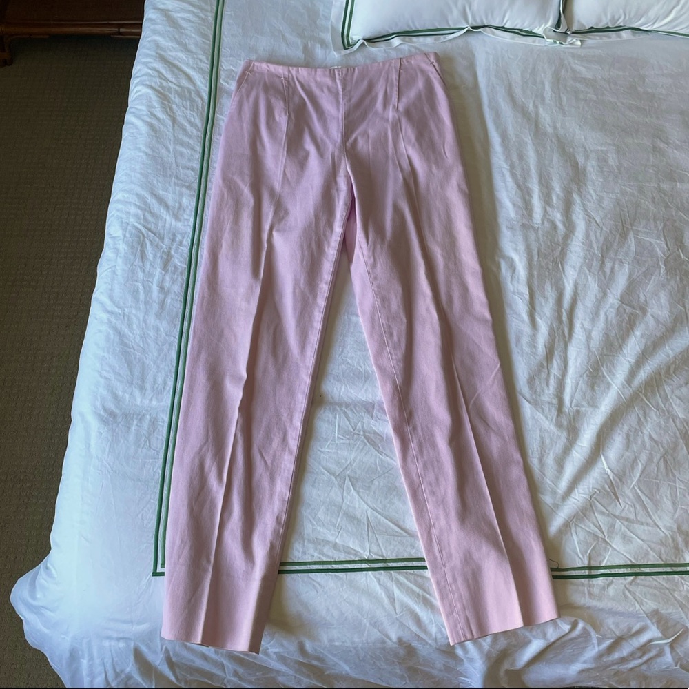 PAULE KA Designer high waisted tailored trousers in powder pink